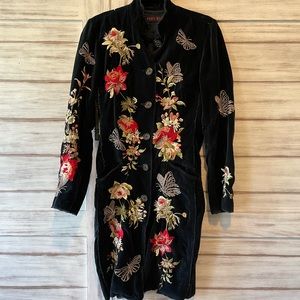 Johnny Was Floral Embroidered Velvet Coat (S)